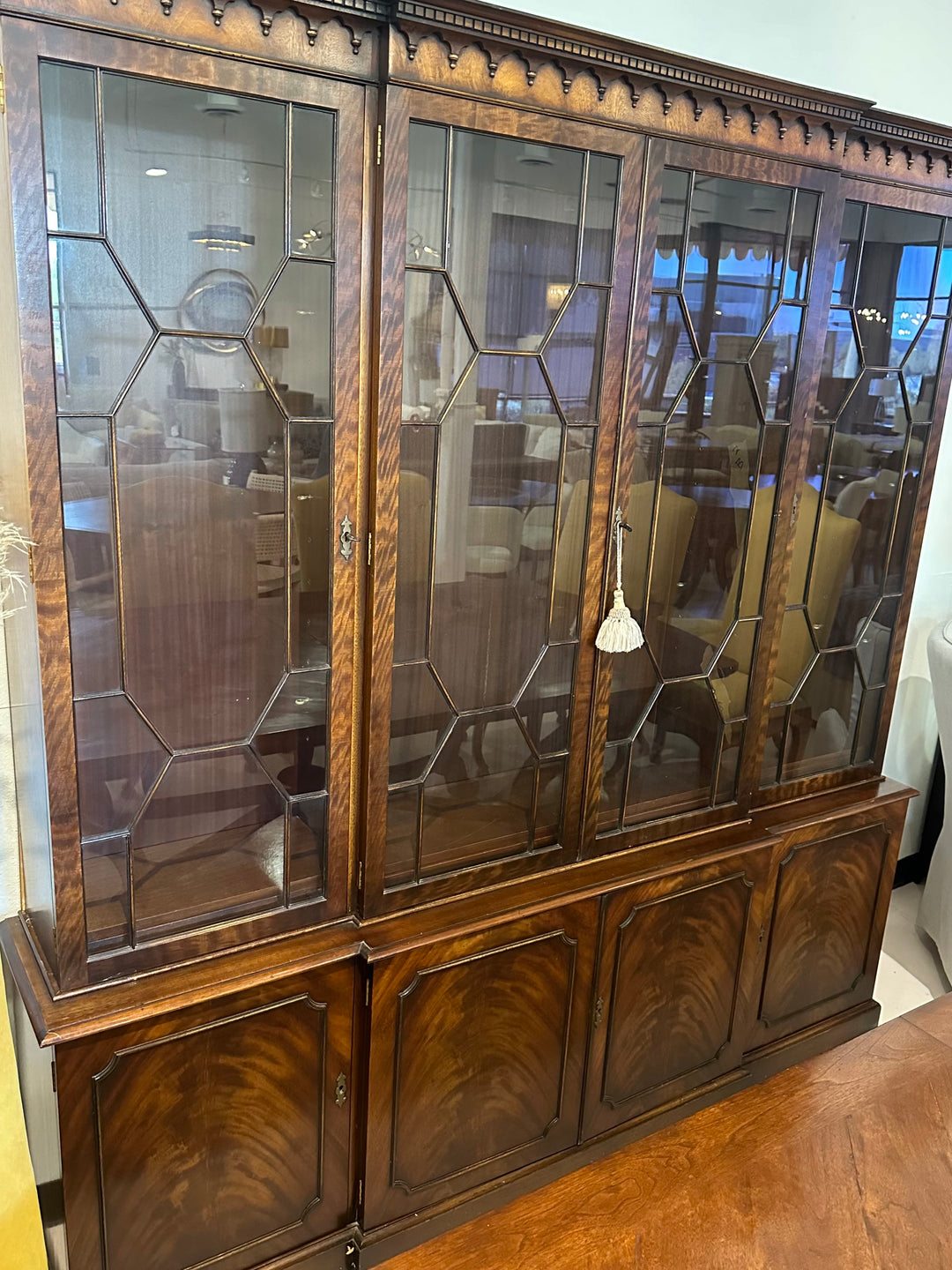 Reprodux Bevan Funnel Mahogany Breakfront China Cabinet