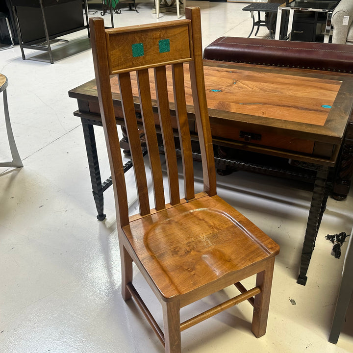 Mesquite wrought iron desk w/ turquoise inlay includes matching chair