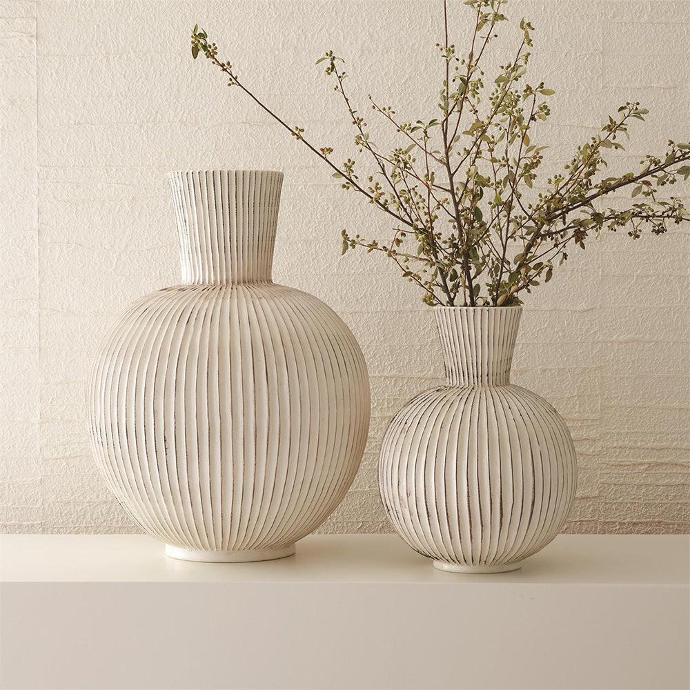 Global Views Furrow Sphere Ceramic Vase Large