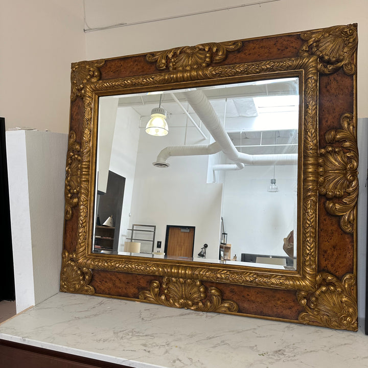 Theodore Alexander Burl and Gold Leaf Mirror