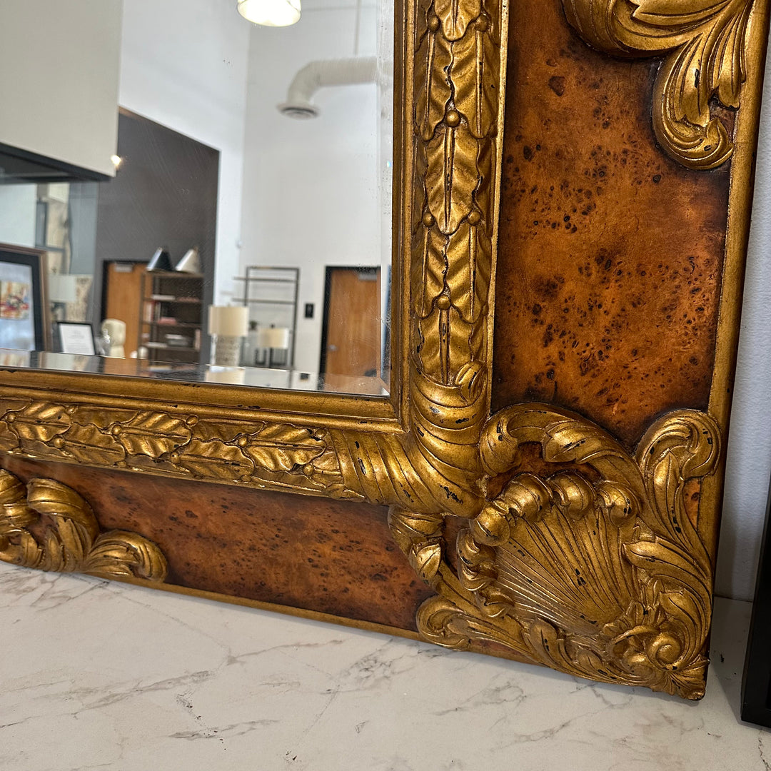 Theodore Alexander Burl and Gold Leaf Mirror