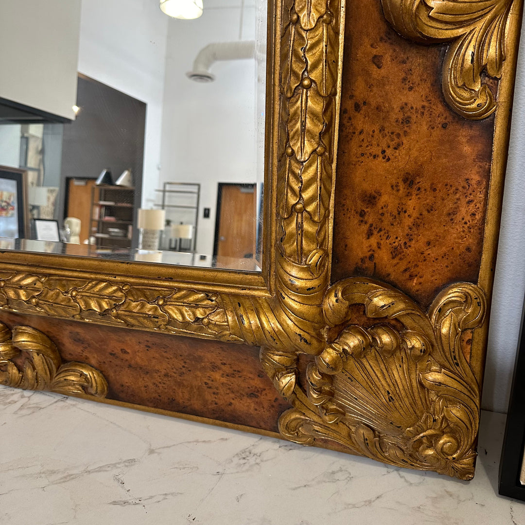 Theodore Alexander Burl and Gold Leaf Mirror