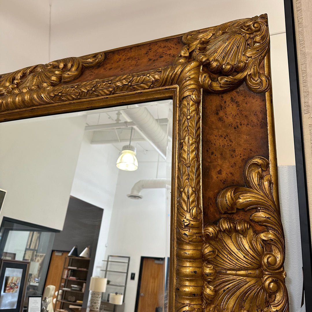 Theodore Alexander Burl and Gold Leaf Mirror