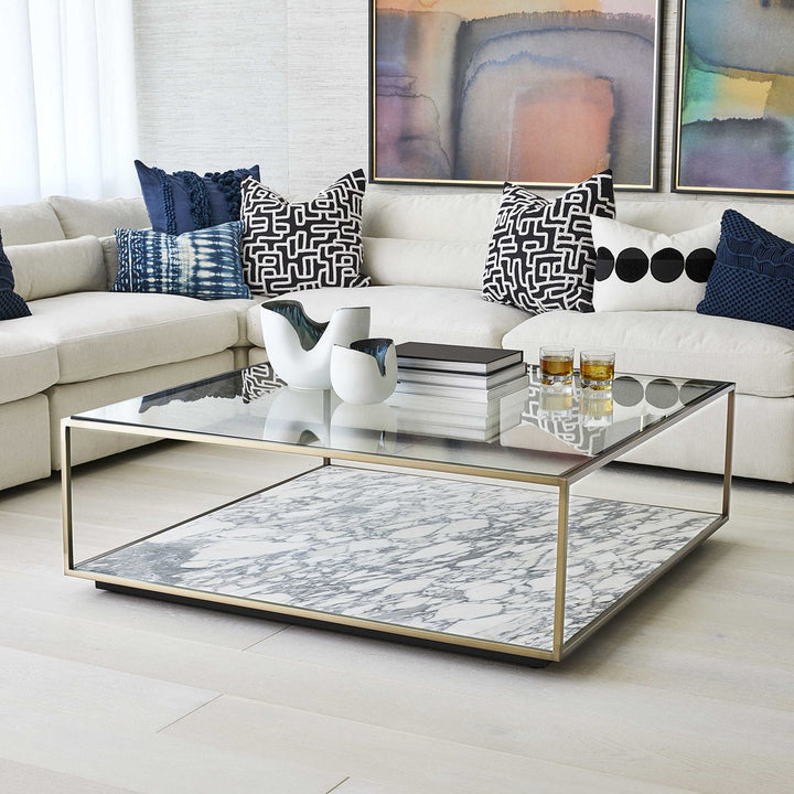 FLOATING PLANE COCKTAIL TABLE - MARBLE/BRASS