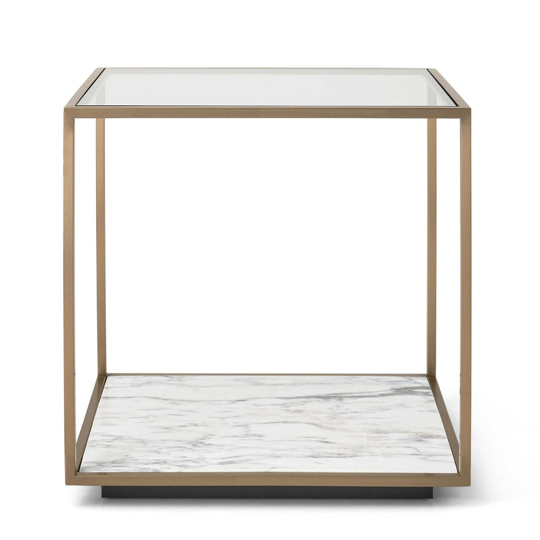 FLOATING PLANE END TABLE - MARBLE/BRASS